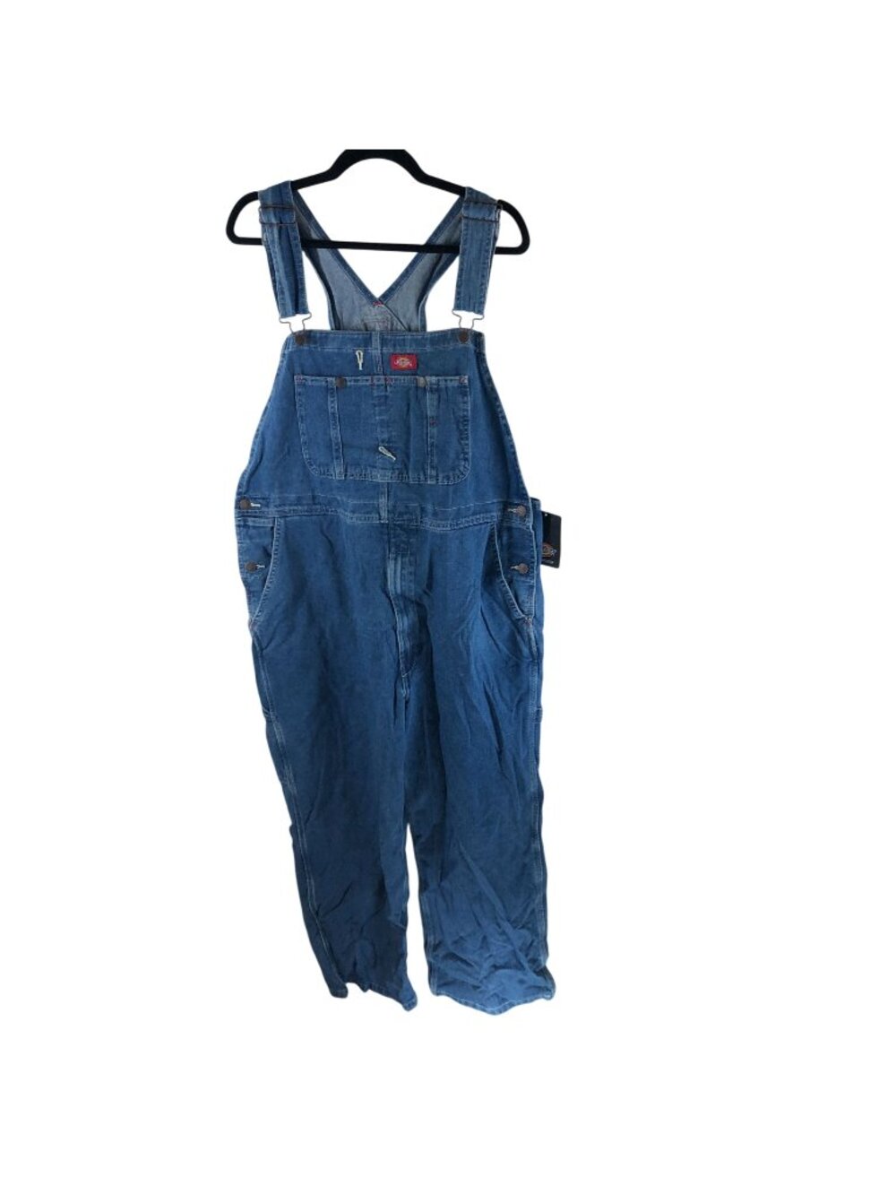 Dickies Mens Indigo Bib Overalls 40x30 Triple-Stitched Denim Pockets Loops